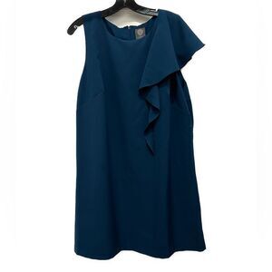 Vince Camuto Teal Blue Ruffle Shoulder Dress Plus Size 16W